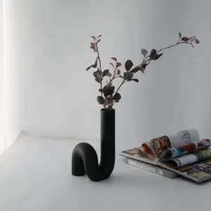 Black resin vase