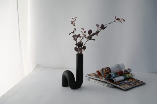 Black resin vase