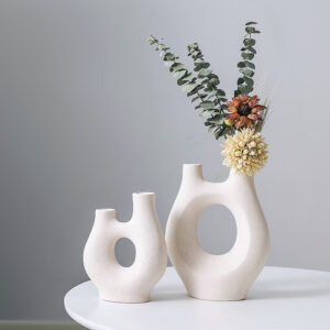 Beige ceramic vases