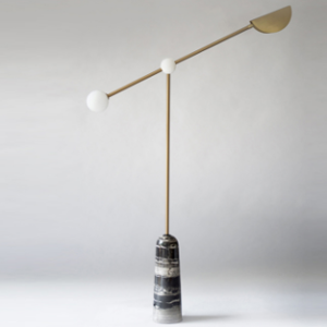 Gold floor light with marble base