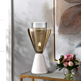Double glass marble table light