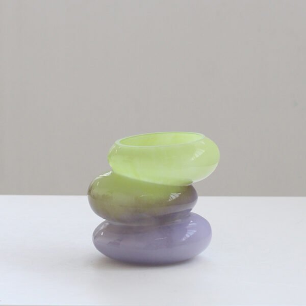 Light purple transition to light green glass vase
