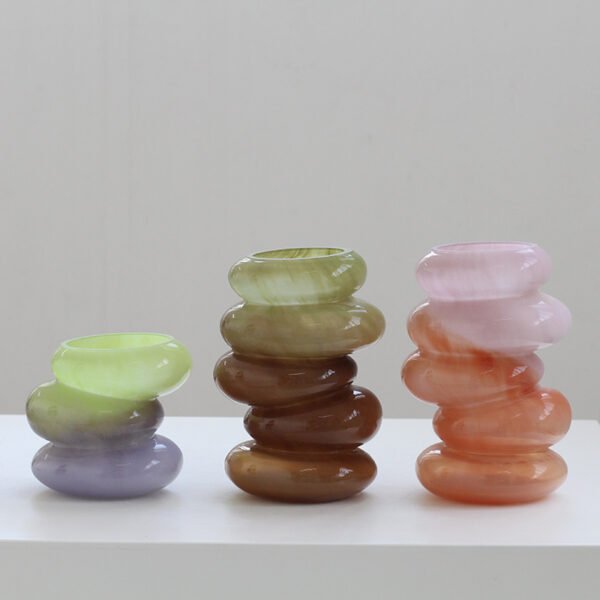 Light purple transition to light green glass vase