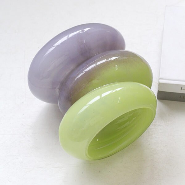 Light purple transition to light green glass vase