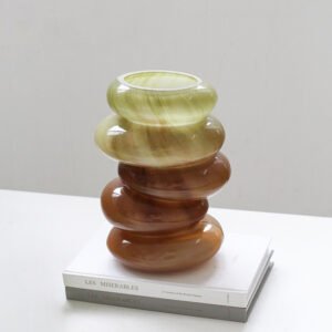 Light green transition to brown glass vase