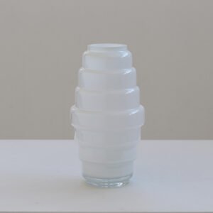 Geometrical opal white glass vase