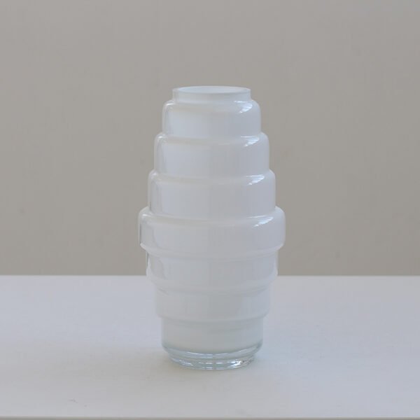 Geometrical opal white glass vase