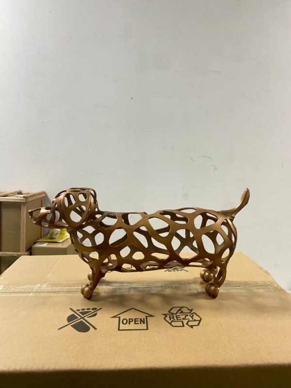 Sausage dog metal sculpture