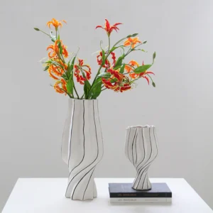 Twisted white Ceramic vases