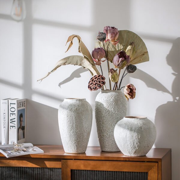 Beige ceramic vases