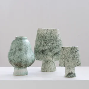 Green ceramic vases