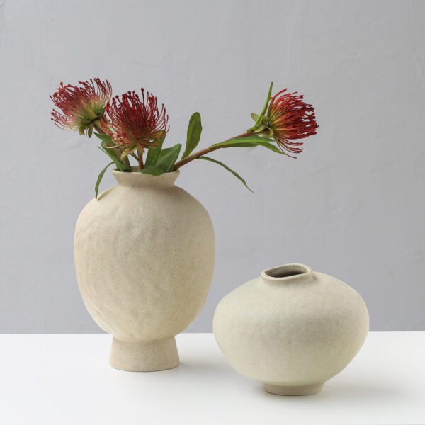 Beige ceramic vases