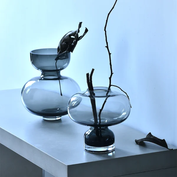 Grey glass vases